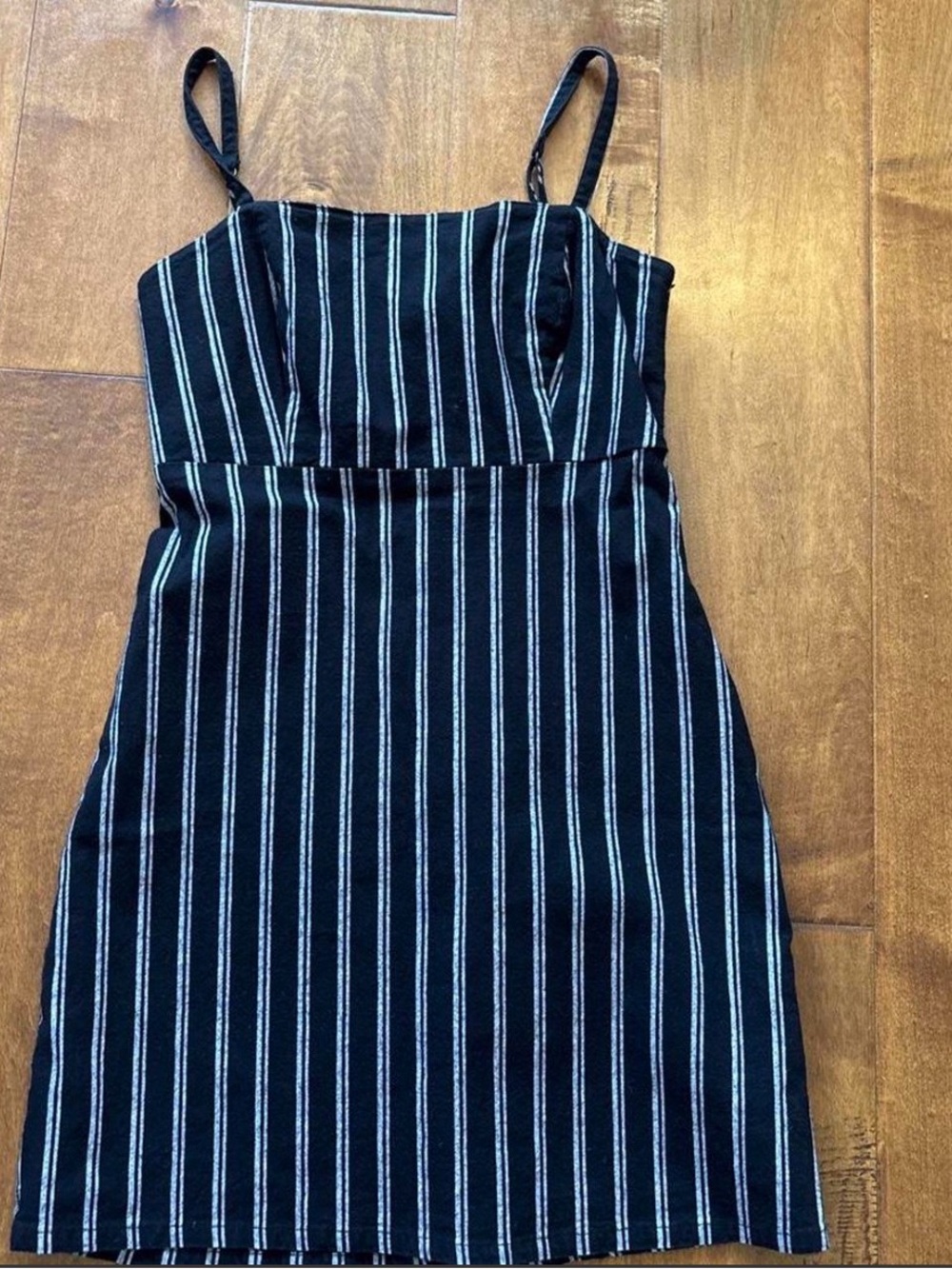 Hollister Black Dress with White Pinstripes